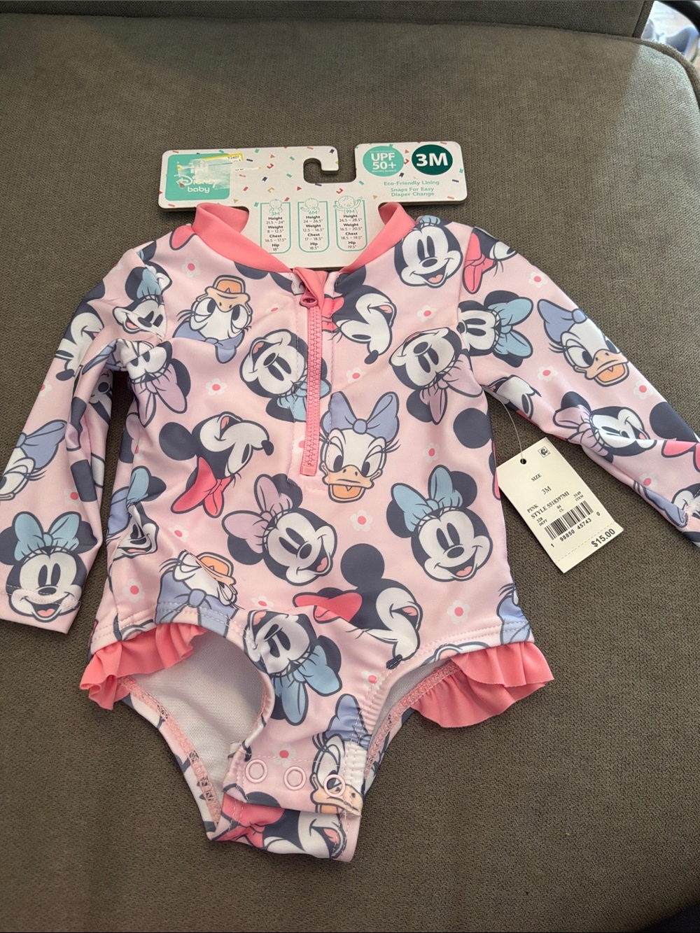 Disney Pink Minnie & Daisy Long-Sleeve One-Piece Swimsuit